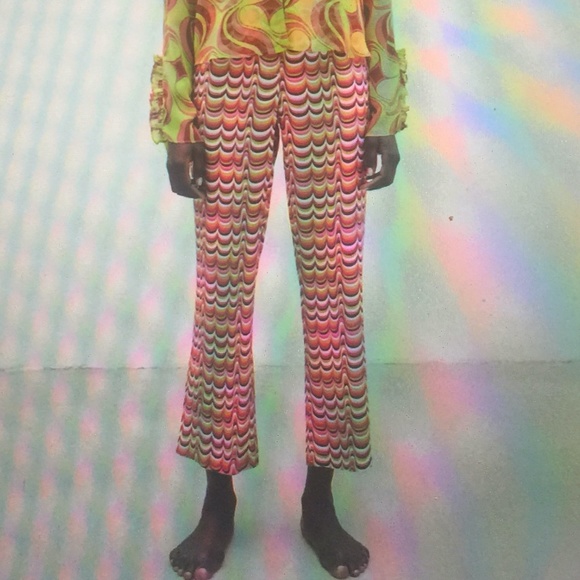 Zara Blogger's Fav Sz/Small Cropped Printed Linen Pants - Picture 7 of 11